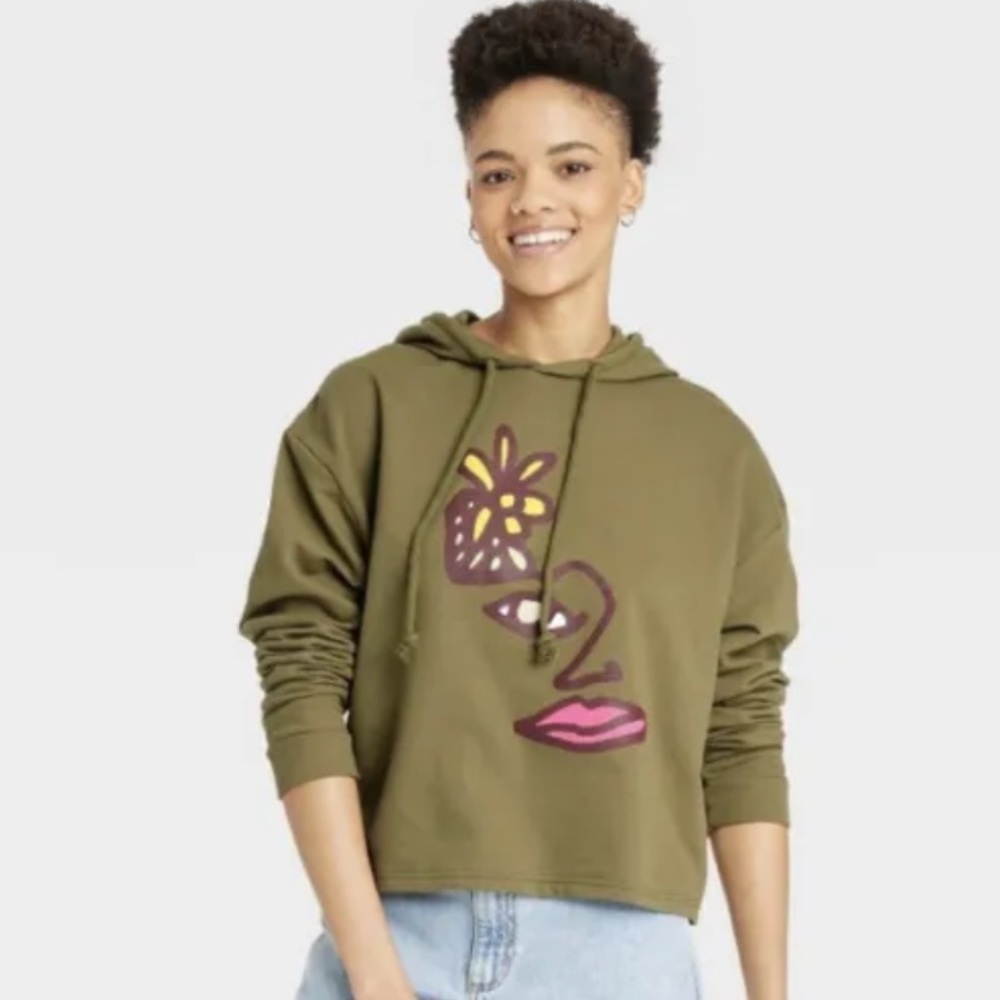 NEW Pride Adult Blu Face Hoodie Olive Green LGBTQIA GAY PRIDE Parade SWEATSHIRT